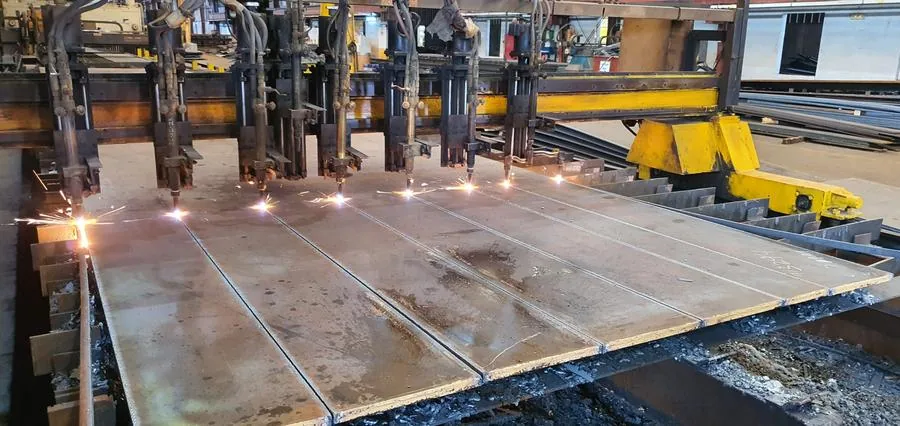 CNC plasma cutting of steel plates